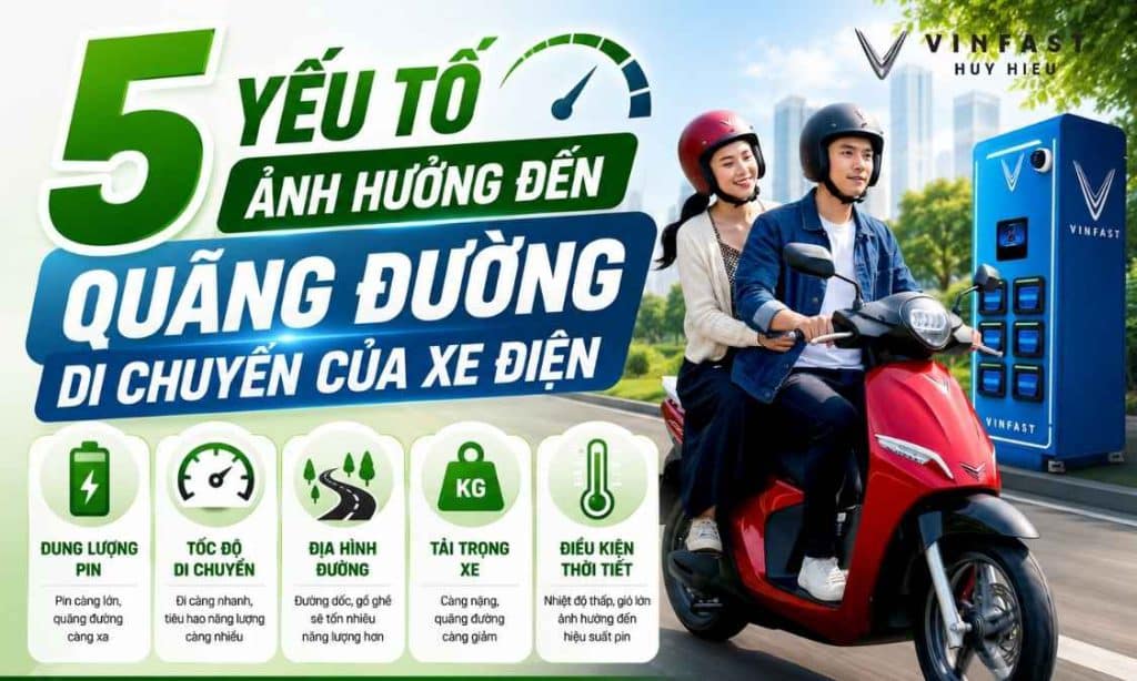 5 yếu tố ảnh hưởng đến quãng đường di chuyển của xe điện