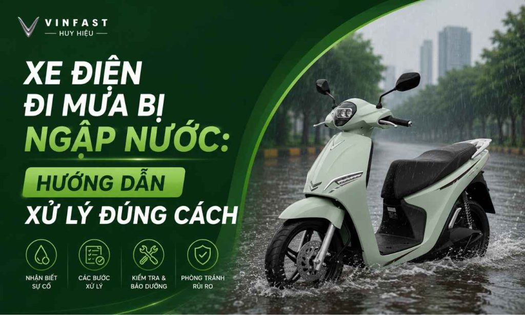 xe điện đi mua bị ngập nước và cách xử lý.