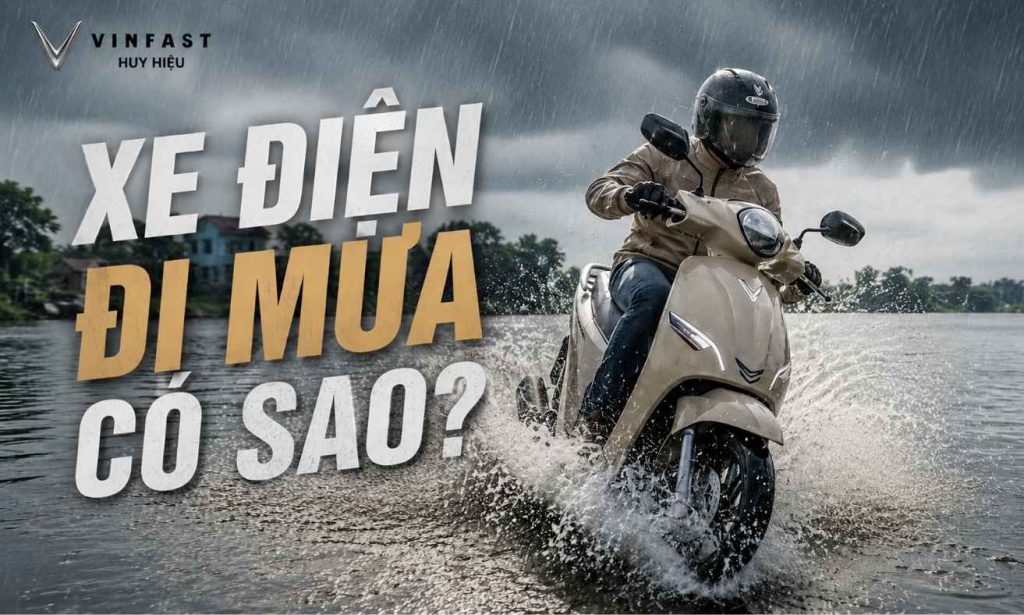 Xe máy điện vinfast đi mưa ngập nước có sao không?